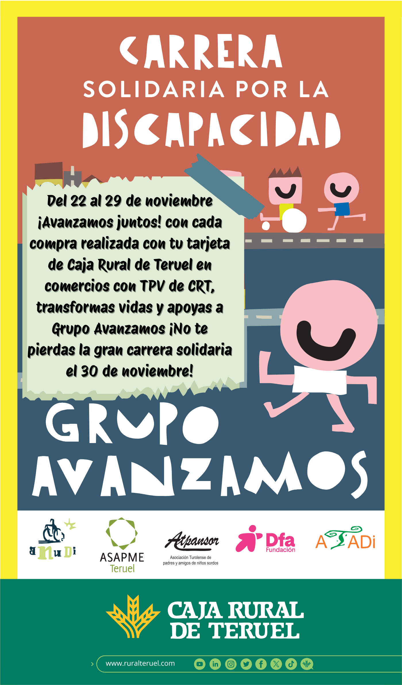Caja Rural de Teruel se suma a la Semana de la Discapacidad donando una parte de las compras realizadas con sus tarjetas en TPV de la entidad a las entidades del Grupo Avanzamos